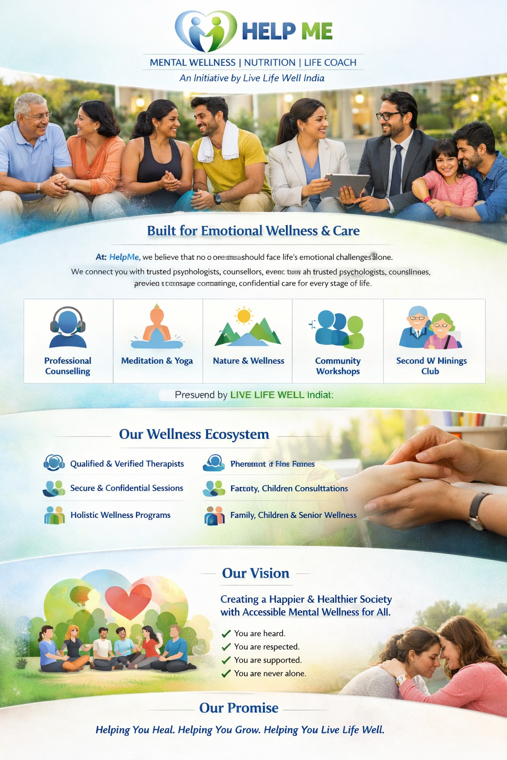 A diverse group of people — families, professionals, and seniors — coming together